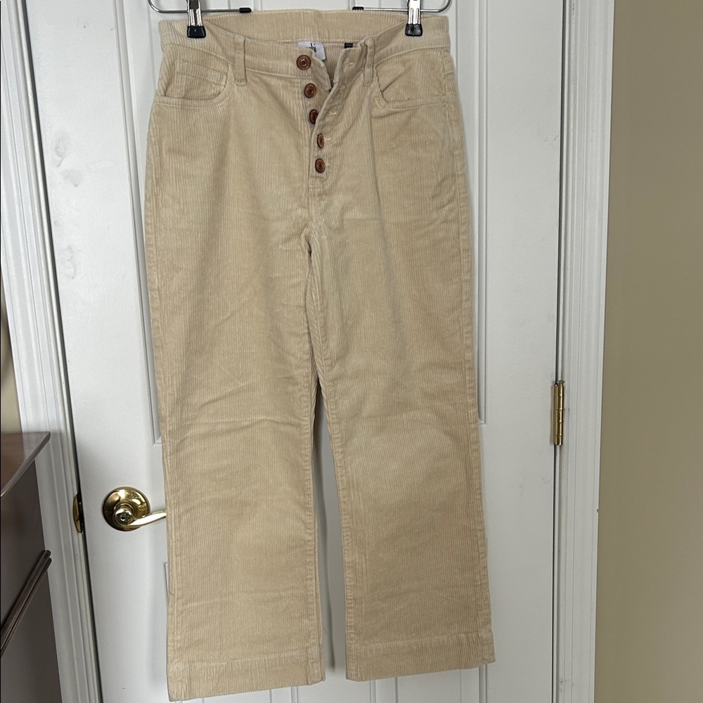 CAbi Cream Corduroy Pants with Button Detail